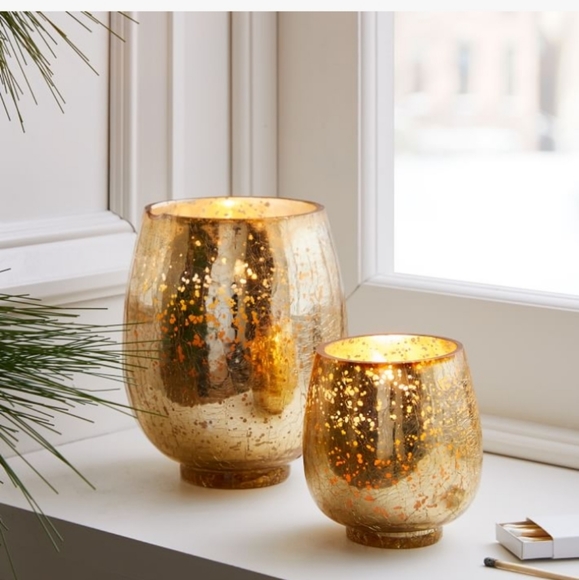 West Elm Other - West Elm White Winter Golden Crackle Candle